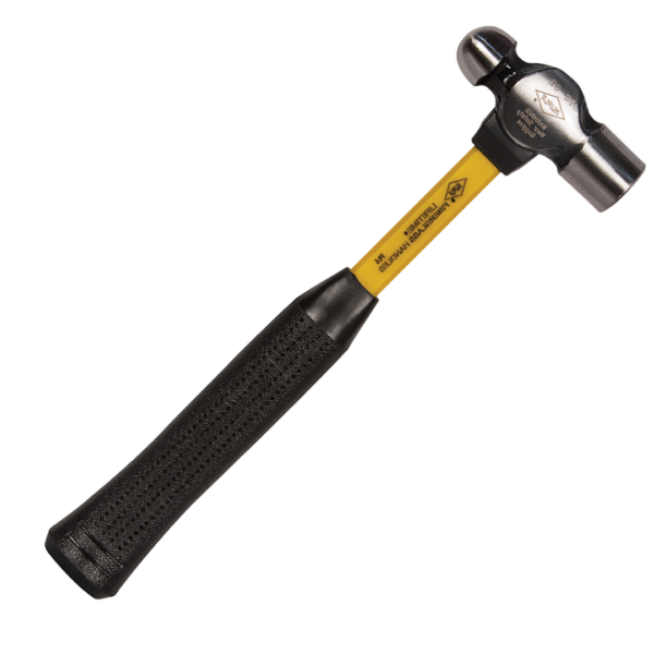 NUPLA® 12 oz Ball Pein Hammer with 12 in Fiberglass Handle, Non-Slip Cush-N-Grip and Heat Treated Carbon Steel Head