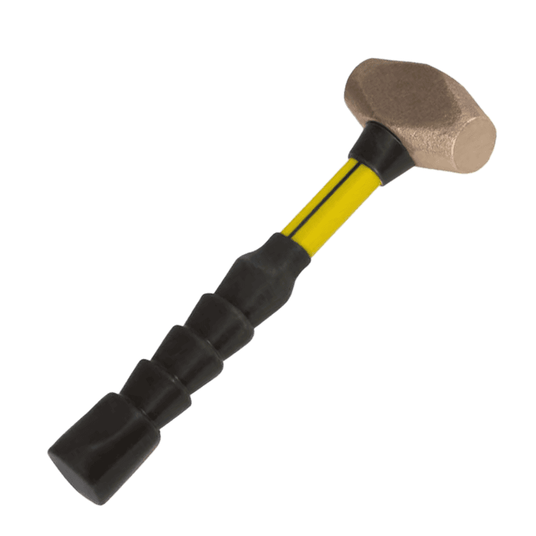 NUPLA® 1.5 lb Non-Sparking Brass Hammer with Overstrike Protection, 12 in Fiberglass Handle and Non-Slip Super Grip