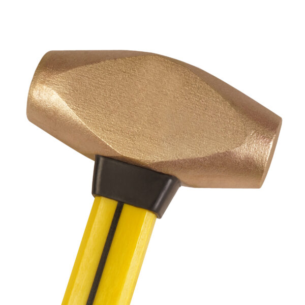 NUPLA® 1.5 lb Non-Sparking Brass Hammer with Overstrike Protection, 12 in Fiberglass Handle and Non-Slip Super Grip - Image 2