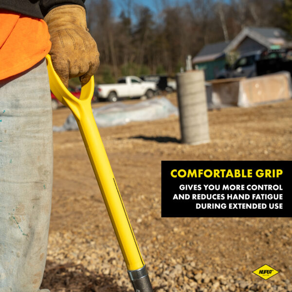 NUPLA® Square Point Shovel with Heavy-Duty 14 Gauge Hollow Back Steel Blade and 27 in ERGO POWER® Fiberglass Handle - Image 3