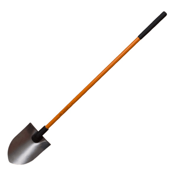 NUPLA® Non-Conductive Round Point Shovel with Power Pylon Solid Back Blade and 48 in Classic Fiberglass Handle