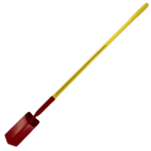 NUPLA® V-Type Trenching Shovel with 5 in Wide 14 Gauge Blade and 48 in ERGO POWER® Fiberglass Handle - Red Blade