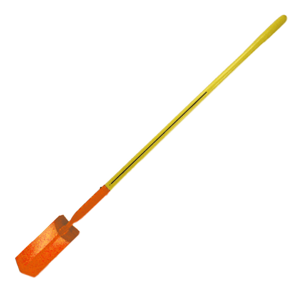 NUPLA® V-Type Trenching Shovel with 4 in Wide 14 Gauge Blade and 48 in ERGO POWER® Fiberglass Handle - Orange Blade