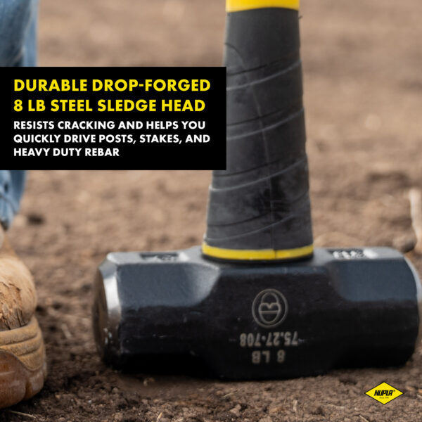 NUPLA® 8 lb Steel Sledge Hammer with 34 in ERGO POWER® Fiberglass Handle - Image 4