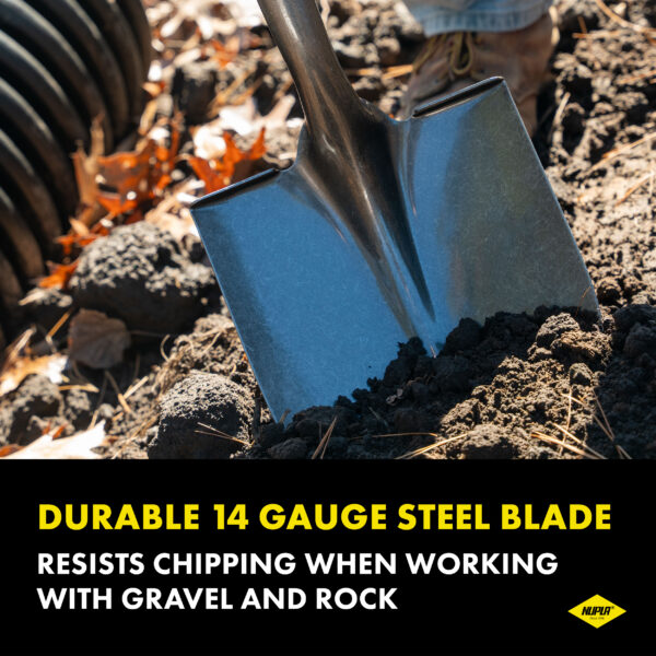 NUPLA® Round Point Shovel with 14 Gauge Blade and 30 in Classic Fiberglass Handle - Image 5