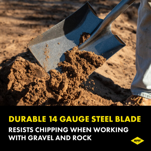 NUPLA® Square Point Shovel with 14 Gauge Blade and 30 in Classic Fiberglass Handle - Image 5