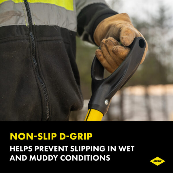 NUPLA® Square Point Shovel with 14 Gauge Blade and 30 in Classic Fiberglass Handle - Image 6