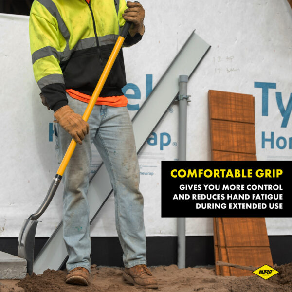NUPLA® Square Point Shovel with 14 Gauge Blade and 48 in Classic Fiberglass Handle - Image 3