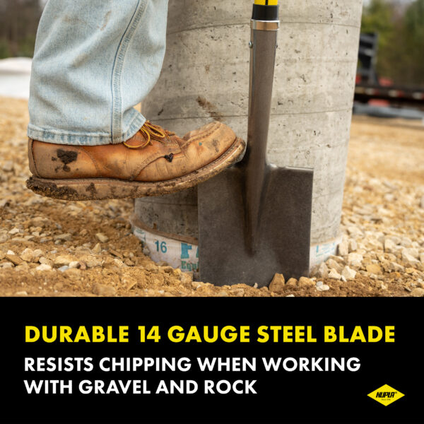 NUPLA® Garden Spade Shovel with 14 Gauge Steel Blade and 27 in Classic Fiberglass Handle - Image 5