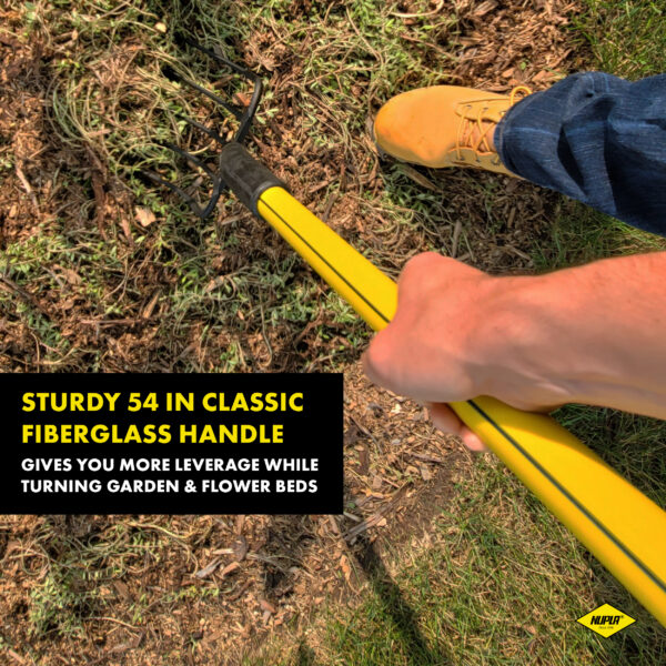 NUPLA® 5-Tine Garden Fork with Steel Tines and 54 in Classic Fiberglass Handle - Image 3