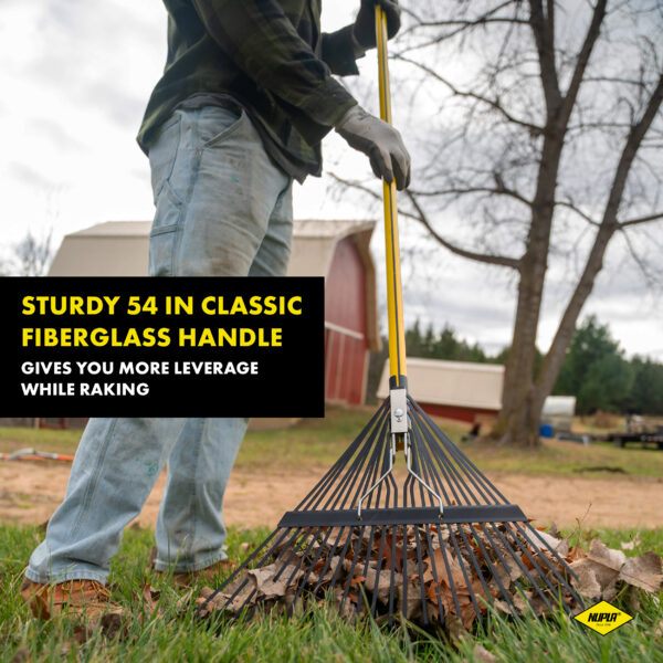 NUPLA® 24-Tine Leaf Rake with Steel Tines and 54 in Classic Fiberglass Handle - Image 2
