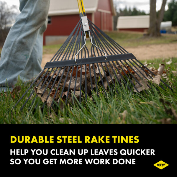 NUPLA® 24-Tine Leaf Rake with Steel Tines and 54 in Classic Fiberglass Handle - Image 3