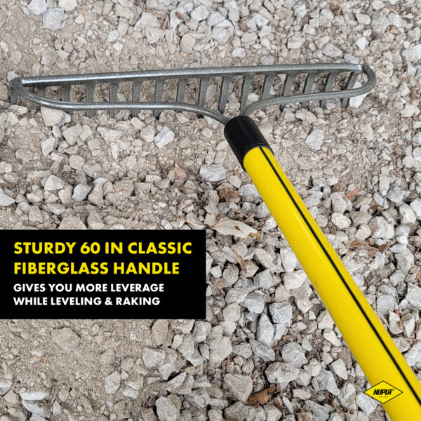 NUPLA® 16-Tine Bow Rake with Steel Tines and 60 in Classic Fiberglass Handle - Image 2