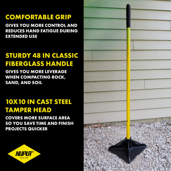 NUPLA® Tamper with Cast Steel Head and 48 in Classic Fiberglass Handle - Image 4